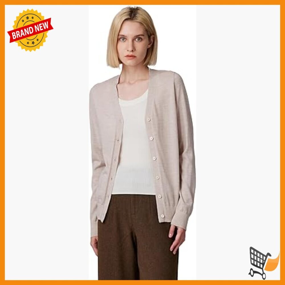 100% Merino Wool V-Neck Cardigan Sweater, Machine Washable, Regular Fit